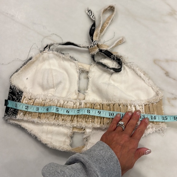 Paisley print denim halter crop top in size medium. - Picture 4 of 4